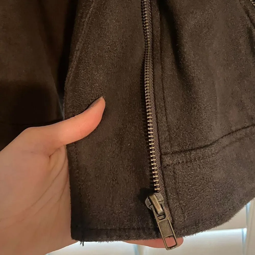 Free-people style women's brown suede feeling jacket
